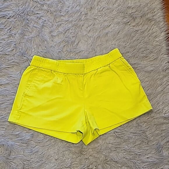 Jcrew tropez chambray cotton bright  yellow pull on shorts - Picture 1 of 4